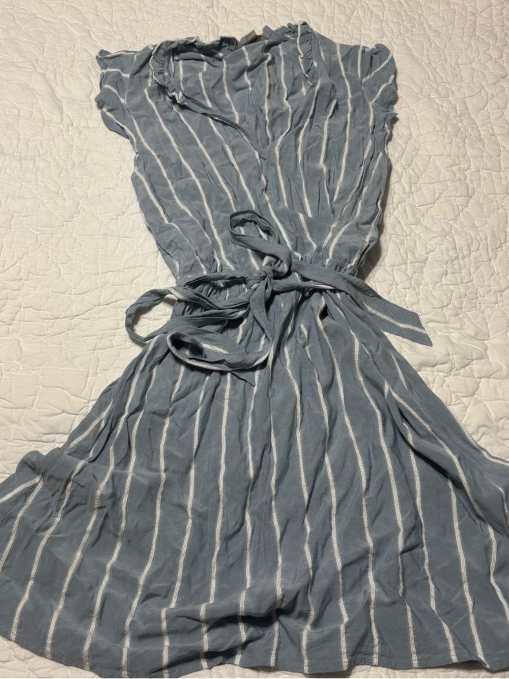 Striped Blue & White Tie-Waist Dress